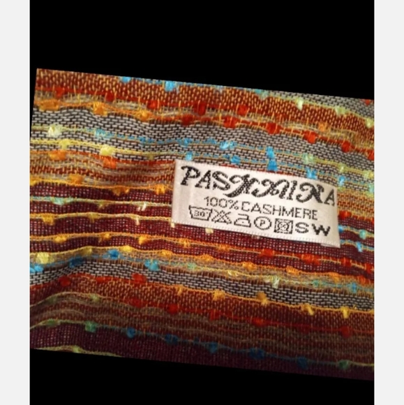 Pashmina Signed 100% Cashmere Vtg Paisley Design Reversib Scarf/Shawl 70x27" - Picture 2 of 14